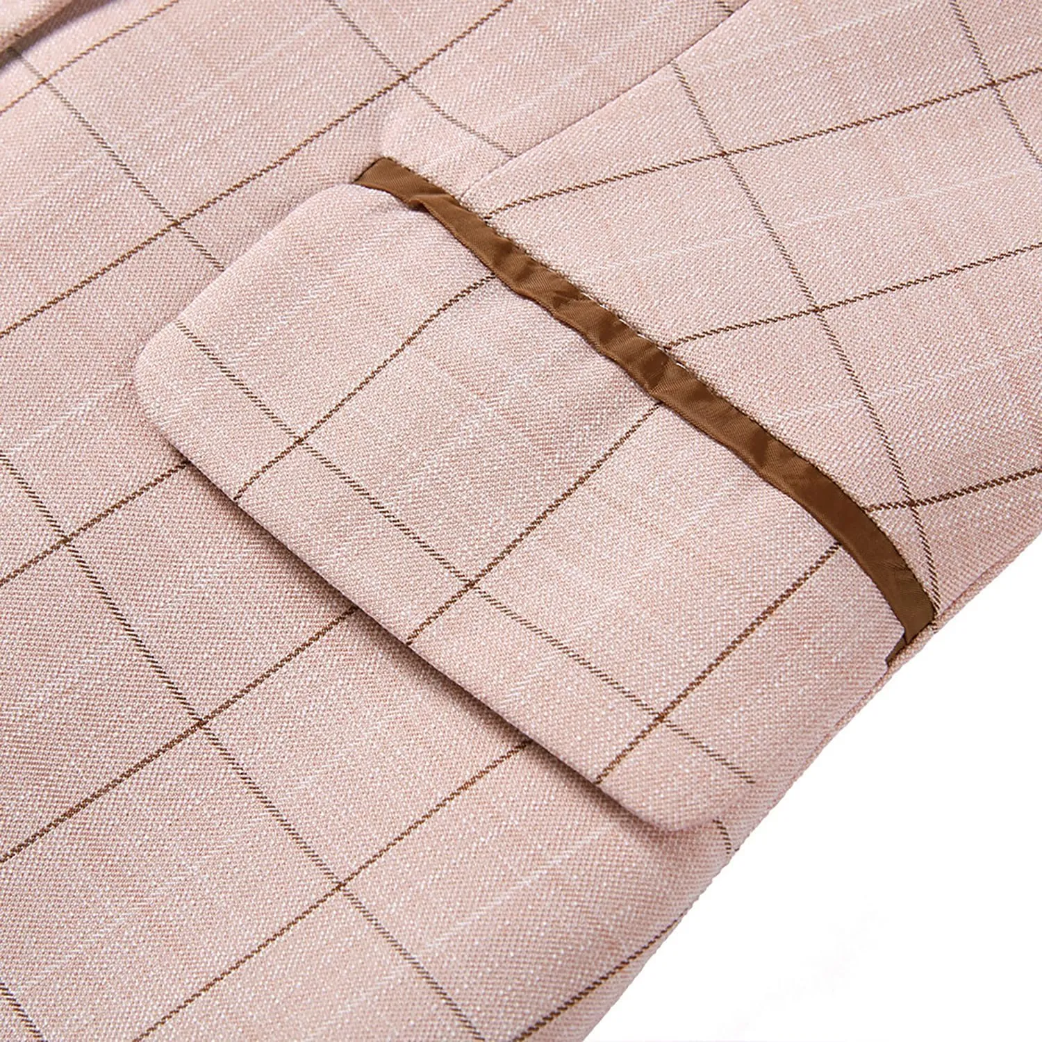 Lamgool Women's 2 Piece Plaid Suit Lady's Business One Button Lined Blazer Jacket Pant Set