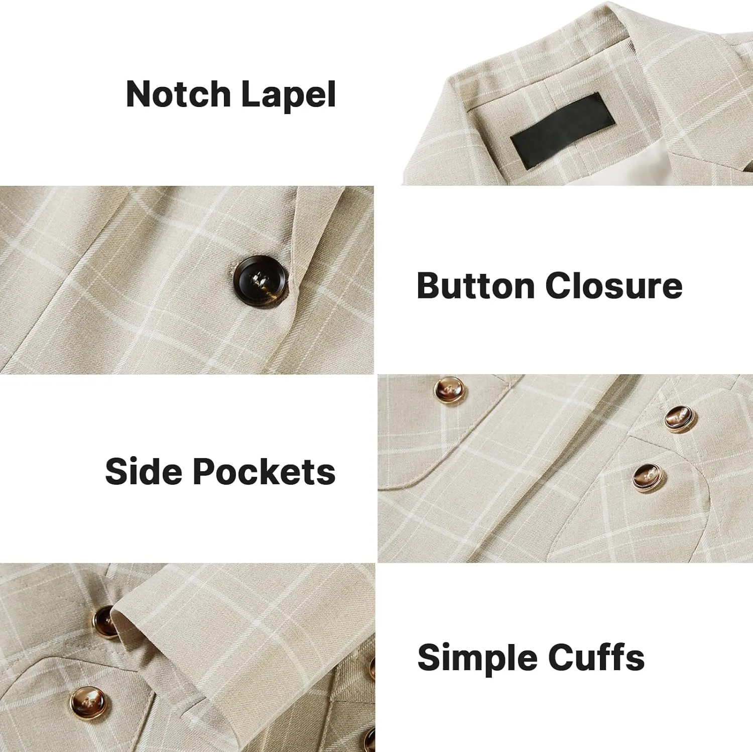 Lamgool Women's 2 Piece Plaid Suit Lady's Business One Button Lined Blazer Jacket Pant Set