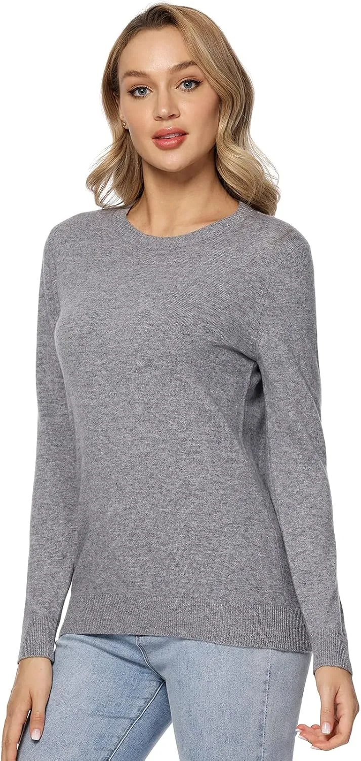 LANPULUX Women's 100 Percent Pure Wool Sweater Long Sleeve Pullover Crew Neck Tops for Woman