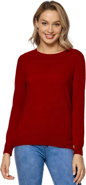 LANPULUX Women's 100 Percent Pure Wool Sweater Long Sleeve Pullover Crew Neck Tops for Woman