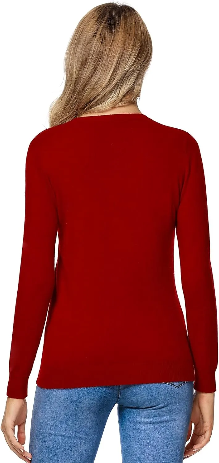 LANPULUX Women's 100 Percent Pure Wool Sweater Long Sleeve Pullover Crew Neck Tops for Woman