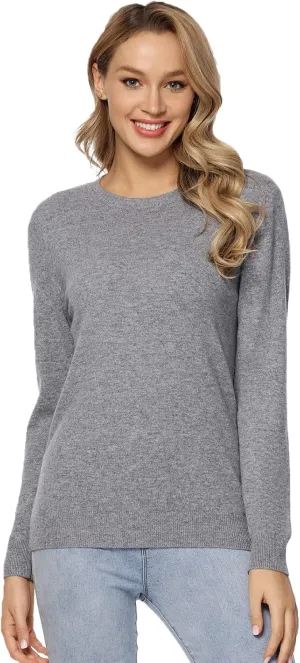 LANPULUX Women's 100 Percent Pure Wool Sweater Long Sleeve Pullover Crew Neck Tops for Woman