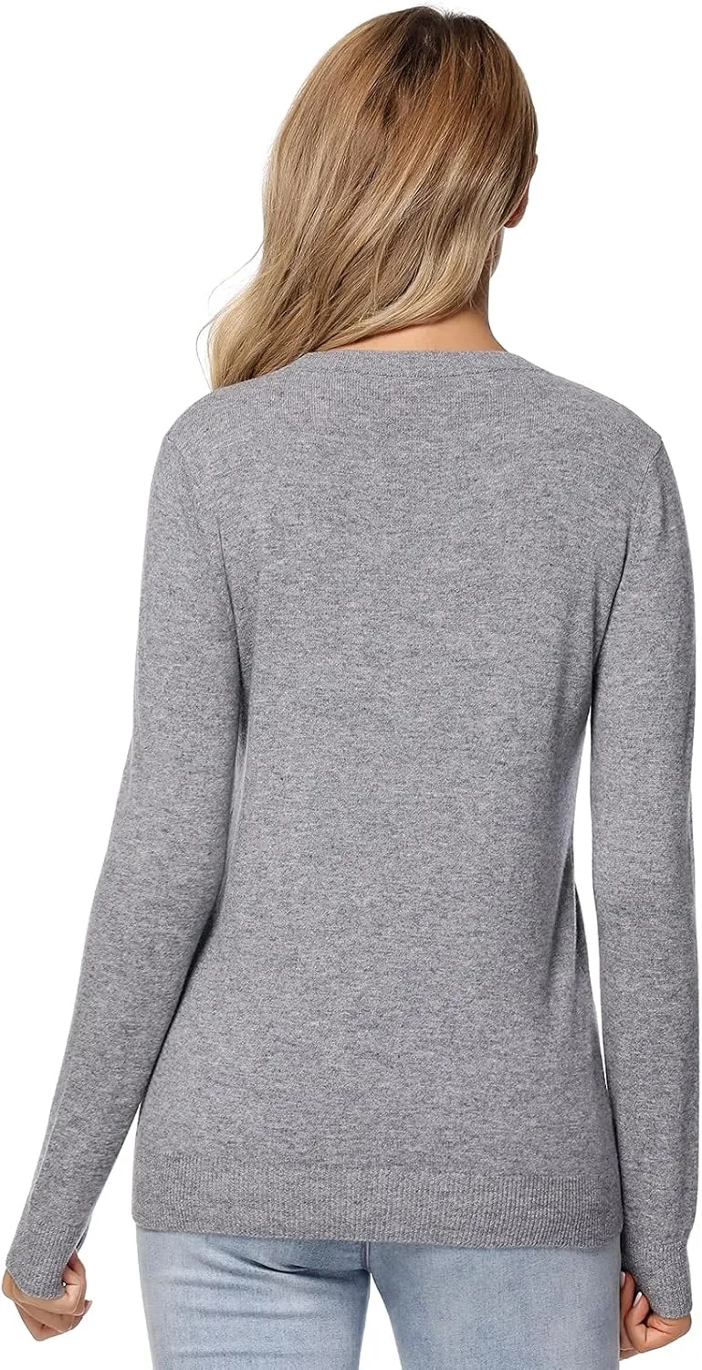 LANPULUX Women's 100 Percent Pure Wool Sweater Long Sleeve Pullover Crew Neck Tops for Woman