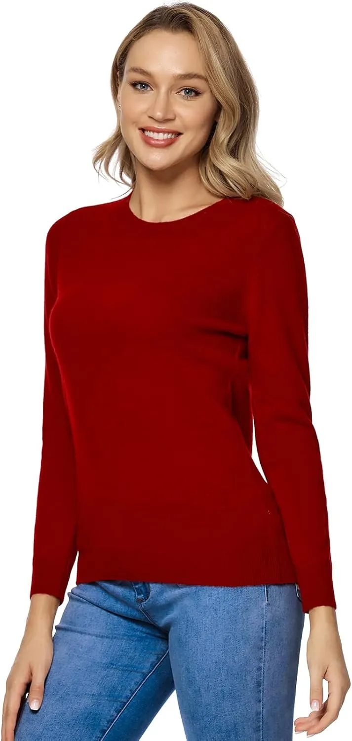 LANPULUX Women's 100 Percent Pure Wool Sweater Long Sleeve Pullover Crew Neck Tops for Woman