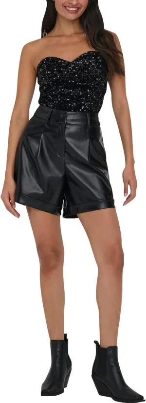 Leather Shorts for WomenWomen's Leather Shorts High Waisted Wide Leg Sexy Shorts