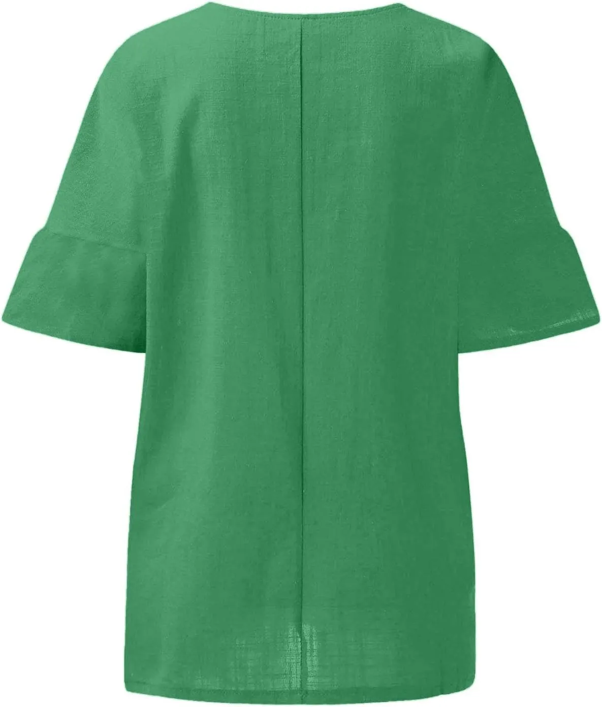 Linen Shirts for Women Summer Cotton Linen Plain Short Sleeve T Shirt Casual Plus Size Trendy V Neck Tee Tops