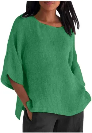Linen Shirts for Women Summer Cotton Linen Plain Short Sleeve T Shirt Casual Plus Size Trendy V Neck Tee Tops