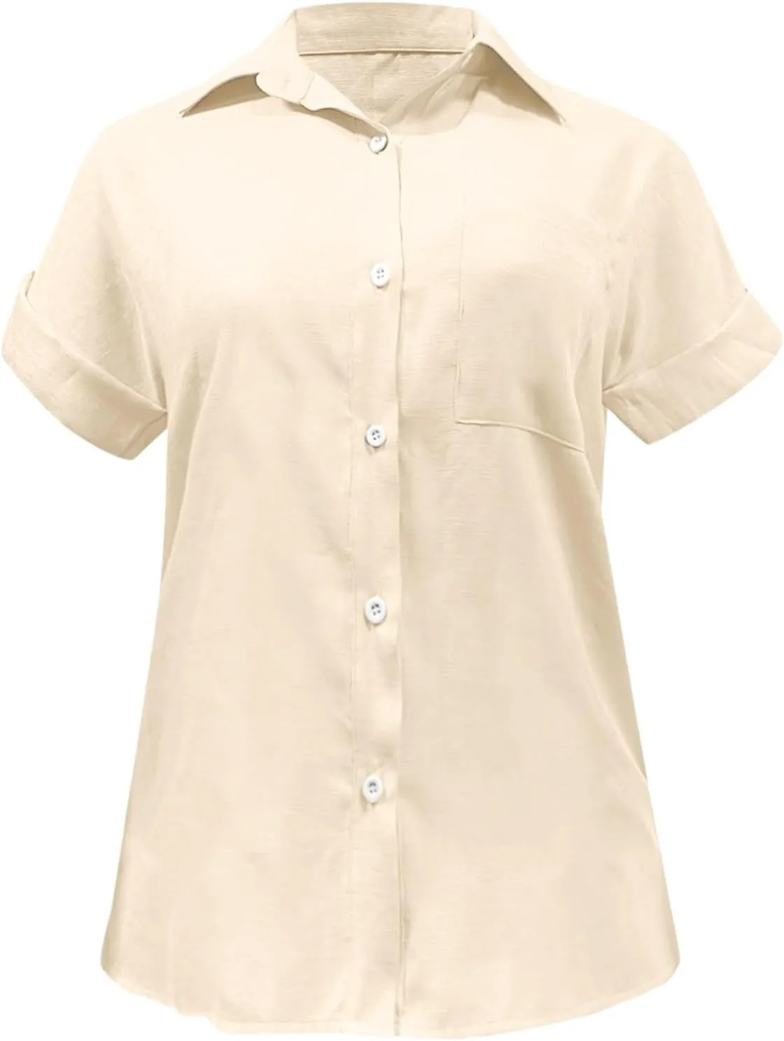 Linen Shirts for Women Summer Linen Button Long Sleeve T-Shirts Casual Loose Fit Fashion V Neck Blouses