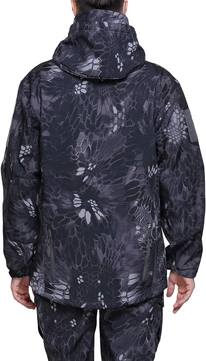 Men Softshell Tactical Jacket Fleece Hooded Coat for Hunting Hiking Fishing Camping