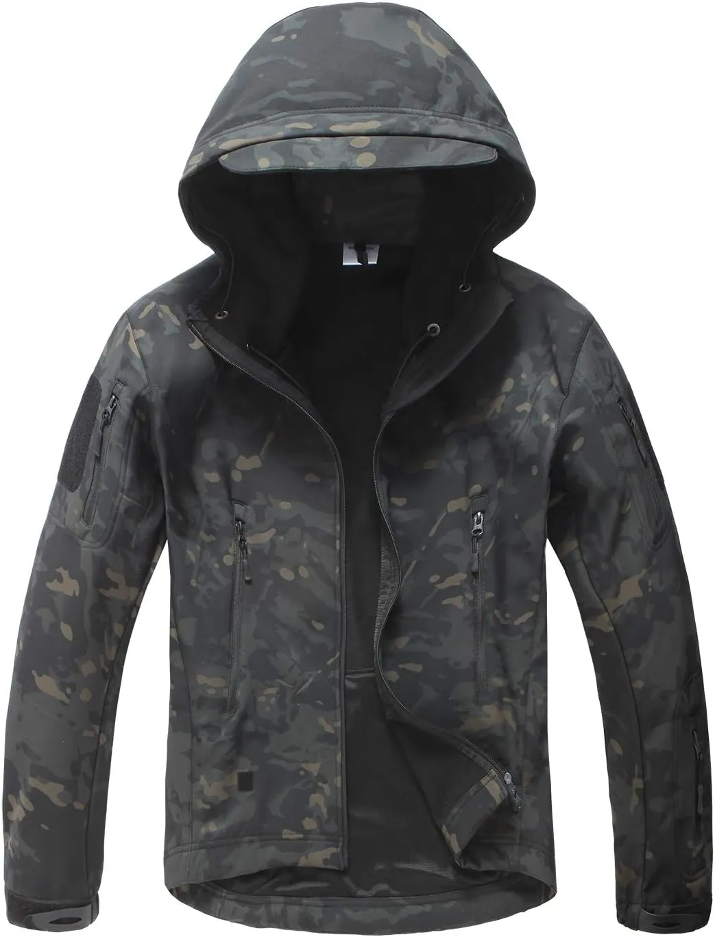 Men Softshell Tactical Jacket Fleece Hooded Coat for Hunting Hiking Fishing Camping