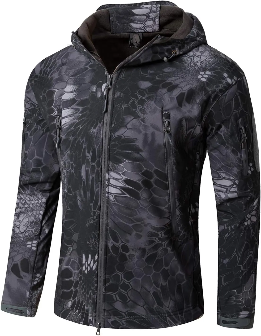 Men Softshell Tactical Jacket Fleece Hooded Coat for Hunting Hiking Fishing Camping