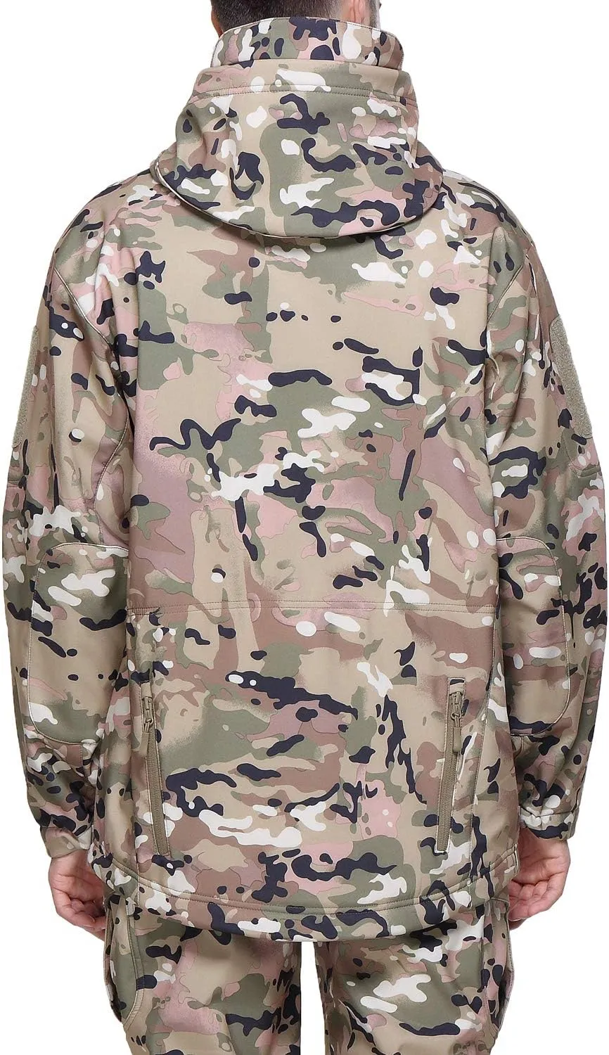 Men Softshell Tactical Jacket Fleece Hooded Coat for Hunting Hiking Fishing Camping