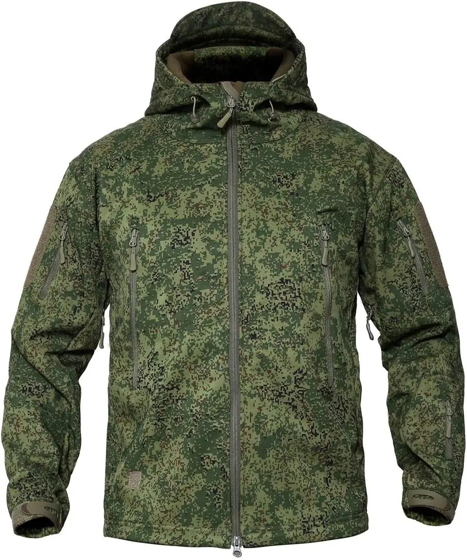 Men Softshell Tactical Jacket Fleece Hooded Coat for Hunting Hiking Fishing Camping