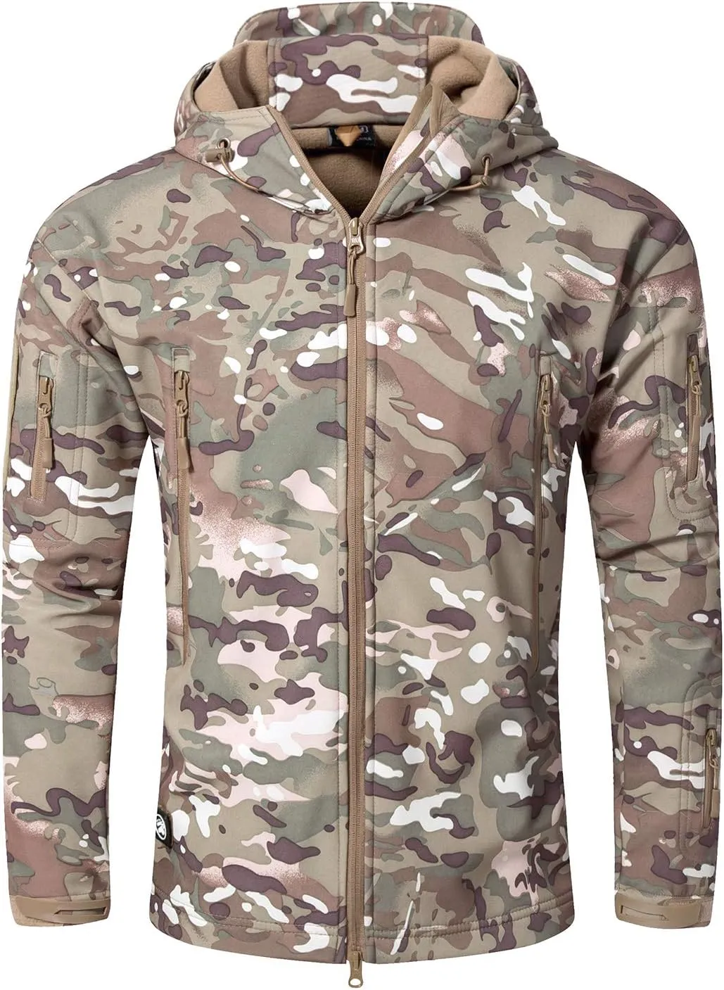 Men Softshell Tactical Jacket Fleece Hooded Coat for Hunting Hiking Fishing Camping