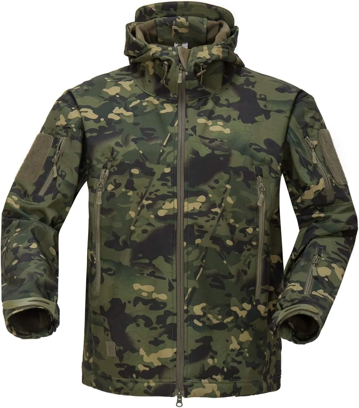 Men Softshell Tactical Jacket Fleece Hooded Coat for Hunting Hiking Fishing Camping