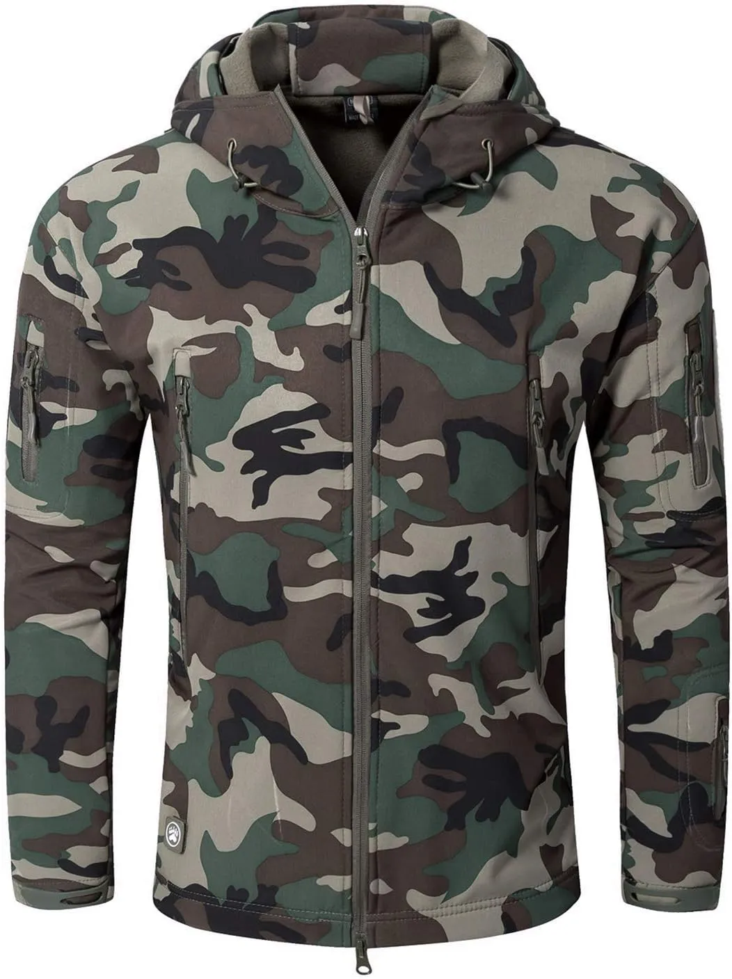 Men Softshell Tactical Jacket Fleece Hooded Coat for Hunting Hiking Fishing Camping