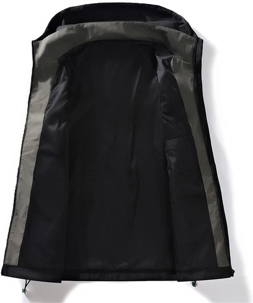 Men Tooling Zipper Coat Hooded Jacket Camo1 Patchwork Harajuku Vintage Street Style Jacket