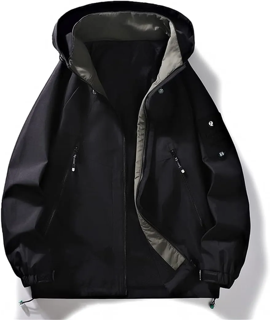 Men Tooling Zipper Coat Hooded Jacket Camo1 Patchwork Harajuku Vintage Street Style Jacket