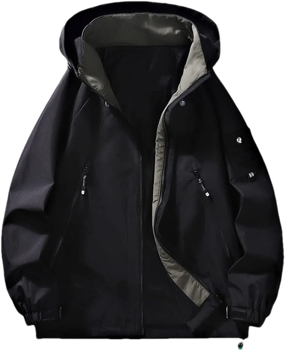 Men Tooling Zipper Coat Hooded Jacket Camo1 Patchwork Harajuku Vintage Street Style Jacket