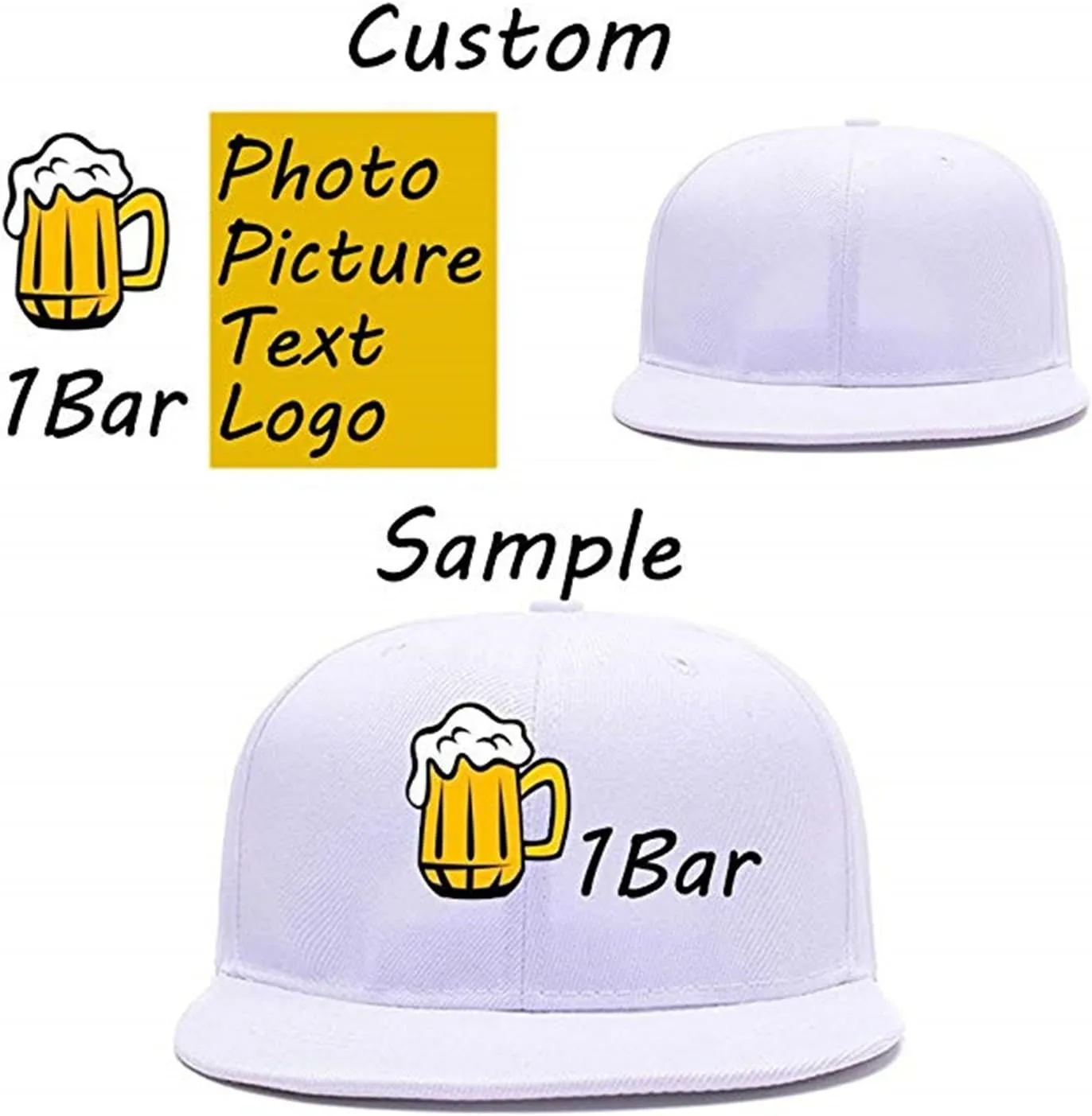 Men Women Hip Hop Plain Snapback Hats Personalized Flat Brim Outdoors Sun Visors Add Picture/Text/Logo Custom Baseball Caps
