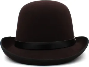 Men Women Oval Top Classic Wool Bowler Hat Roll Rim Derby Cap Party Street Style Sunhat