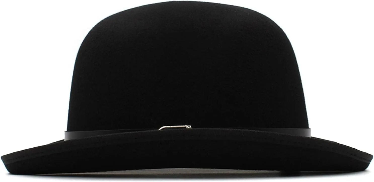 Men Women Oval Top Classic Wool Bowler Hat Roll Rim Derby Cap Party Street Style Sunhat
