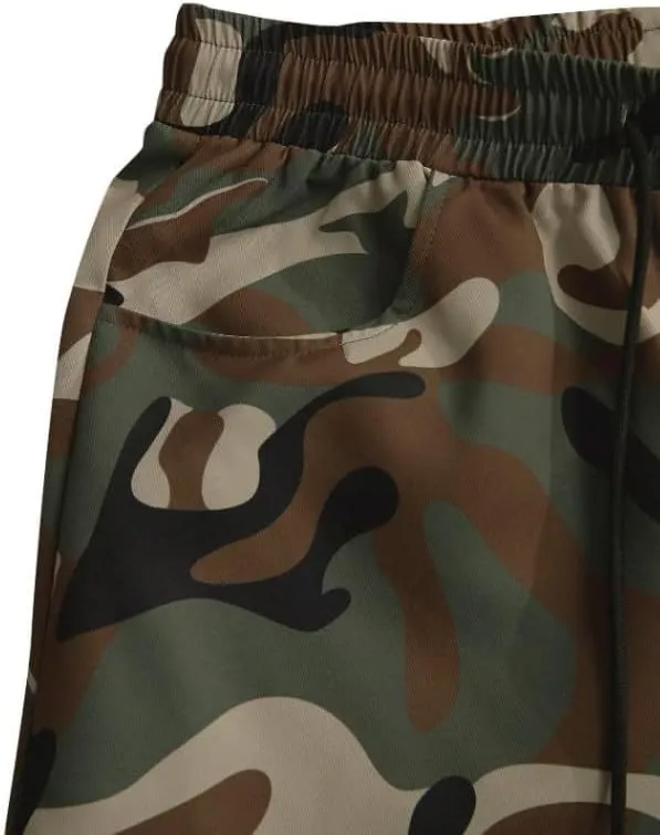 Men's Camouflage Utility Cargo Pants with Multi-Pockets, Drawstring Waist, and Street Style for Outdoor and Casual Wear