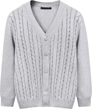 Men's Cardigan V Neck Casual Sweater Cable Cotton Button Down Sweater Loose Fit Open Front Sweaters