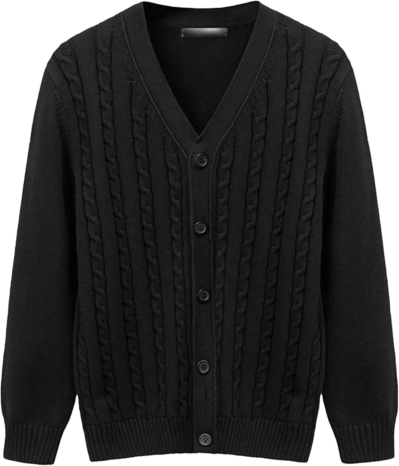 Men's Cardigan V Neck Casual Sweater Cable Cotton Button Down Sweater Loose Fit Open Front Sweaters