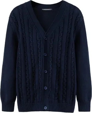 Men's Cardigan V Neck Casual Sweater Cable Cotton Button Down Sweater Loose Fit Open Front Sweaters