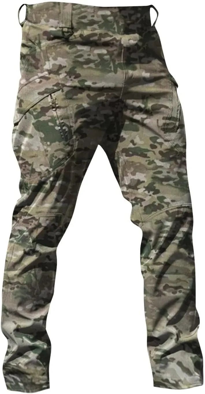 Mens Cargo Pants Workwear Pants for Men Flannel Lined Cargo Pants Men's High Stretch Multi-Pocket Cargo Pants Mens