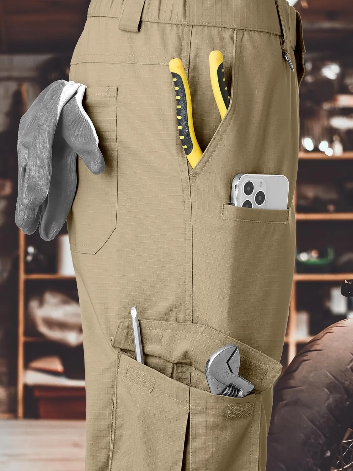 Men's Cargo Work Pants Water Resistant Tactical Pants 29.1" Lightweight Hiking Ripstop Pants Outdoor Apparel