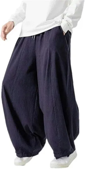 Men's Casual Pants Spring Chinese Street Style Retro Comfortable Men's Wide-Leg Pants Summer
