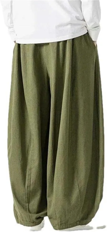 Men's Casual Pants Spring Chinese Street Style Retro Comfortable Men's Wide-Leg Pants Summer