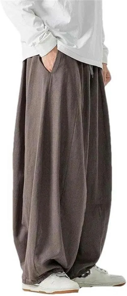Men's Casual Pants Spring Chinese Street Style Retro Comfortable Men's Wide-Leg Pants Summer