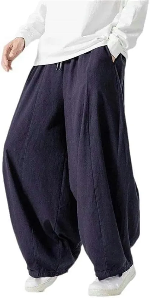 Men's Casual Pants Spring Chinese Street Style Retro Comfortable Men's Wide-Leg Pants Summer