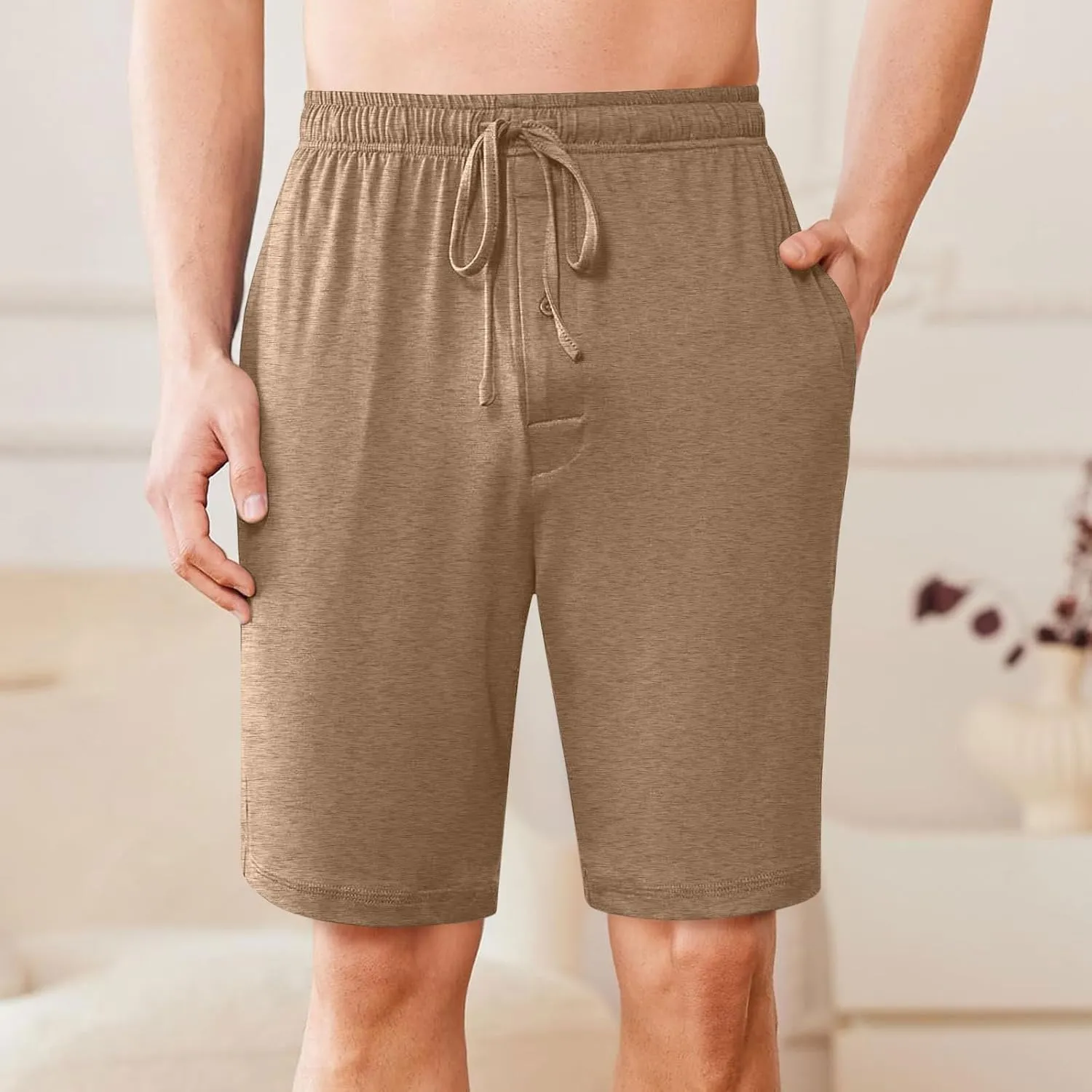 Mens Casual Shorts Elastic Waist Drawstring Lounge Shorts Summer Beach Shorts Loose Fit Teen Boys Baskeball Shorts