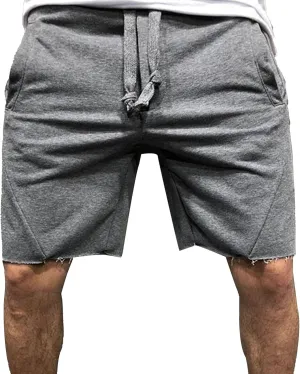 Men's Cotton Jogger Workout Lounge Shorts Summer Drawstring Athletic Gym Shorts with Pockets Loose Running Shorts