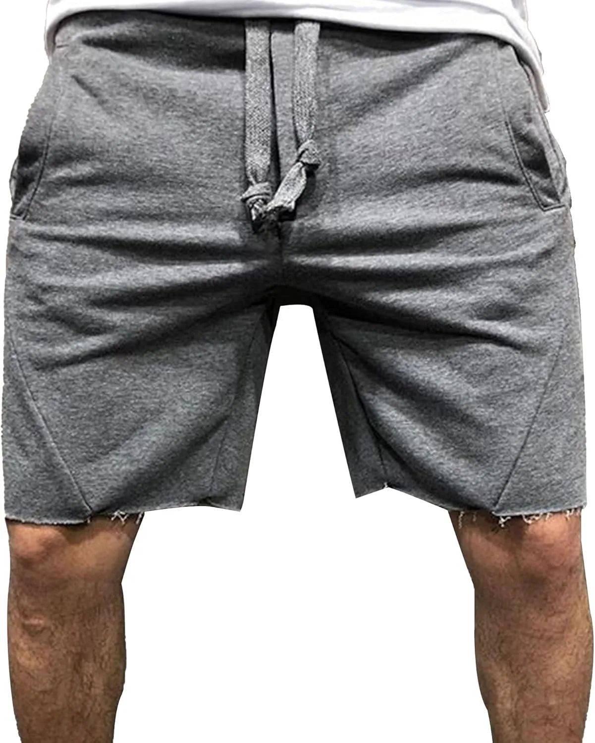 Men's Cotton Jogger Workout Lounge Shorts Summer Drawstring Athletic Gym Shorts with Pockets Loose Running Shorts