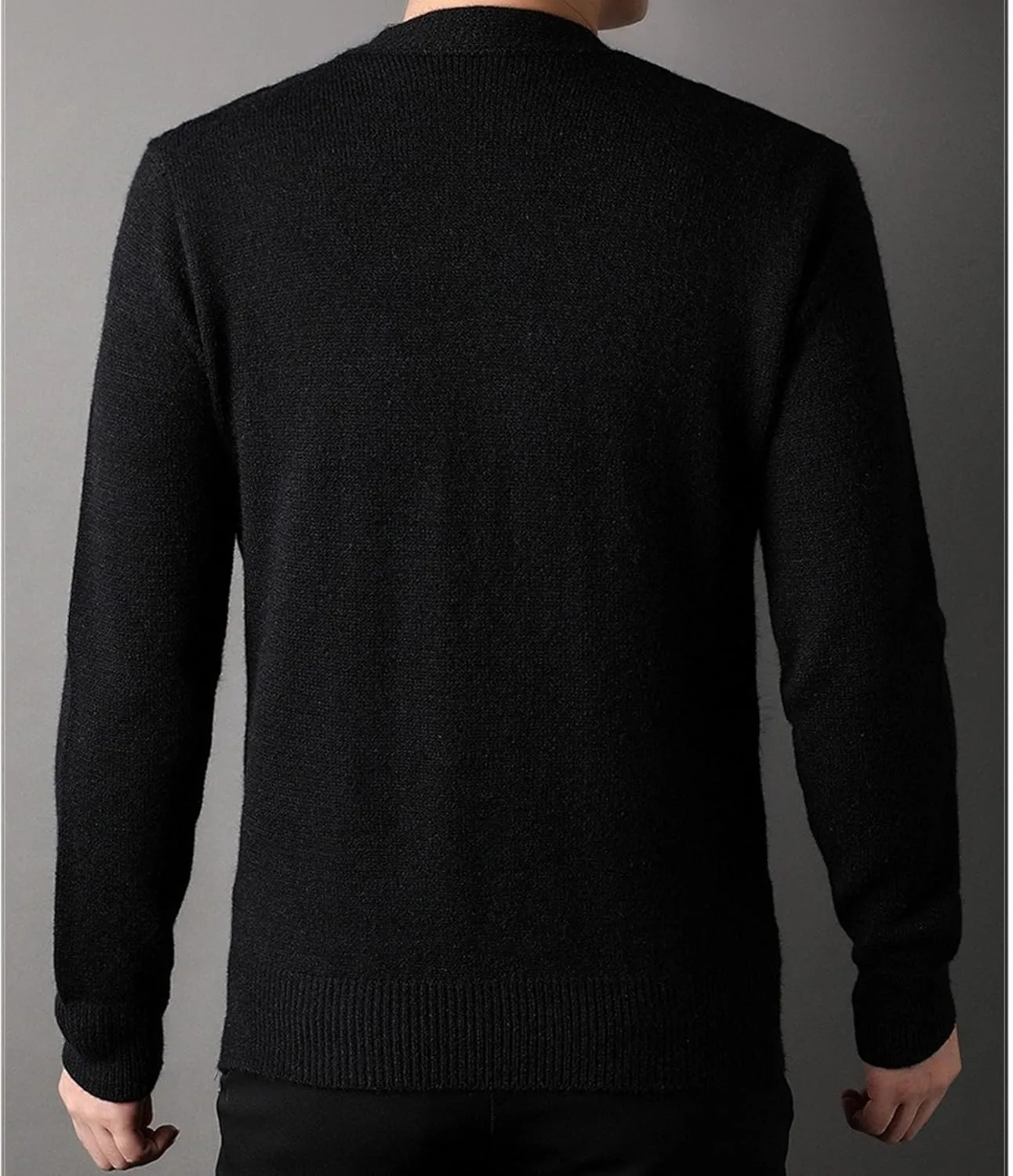 Men's Fashion Temperament Cardigan V Neck Button Down Open Front Sweaters Rhombic Cable Knit Sweater Coat