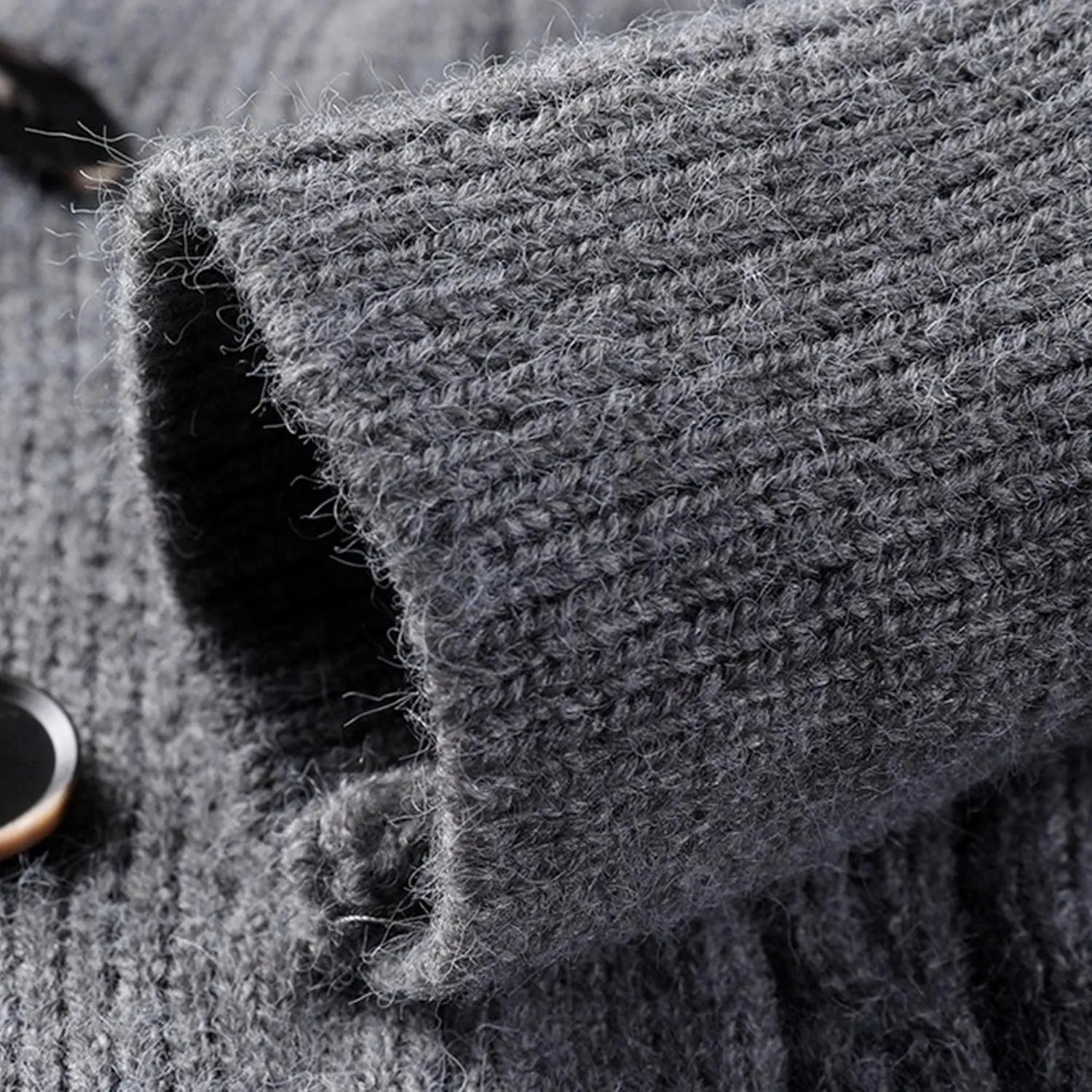 Men's Fashion Temperament Cardigan V Neck Button Down Open Front Sweaters Rhombic Cable Knit Sweater Coat