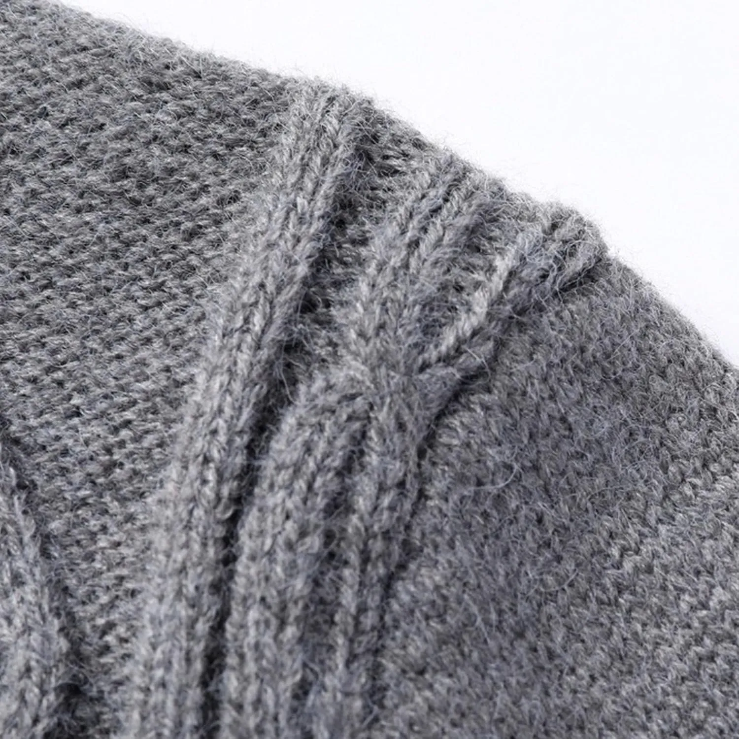 Men's Fashion Temperament Cardigan V Neck Button Down Open Front Sweaters Rhombic Cable Knit Sweater Coat