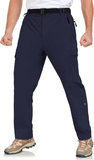 Men's Hiking Cargo Pants Lightweight Tactical Pants Waterproof Travel Work Outdoor Pants with Belt Multi Pockets
