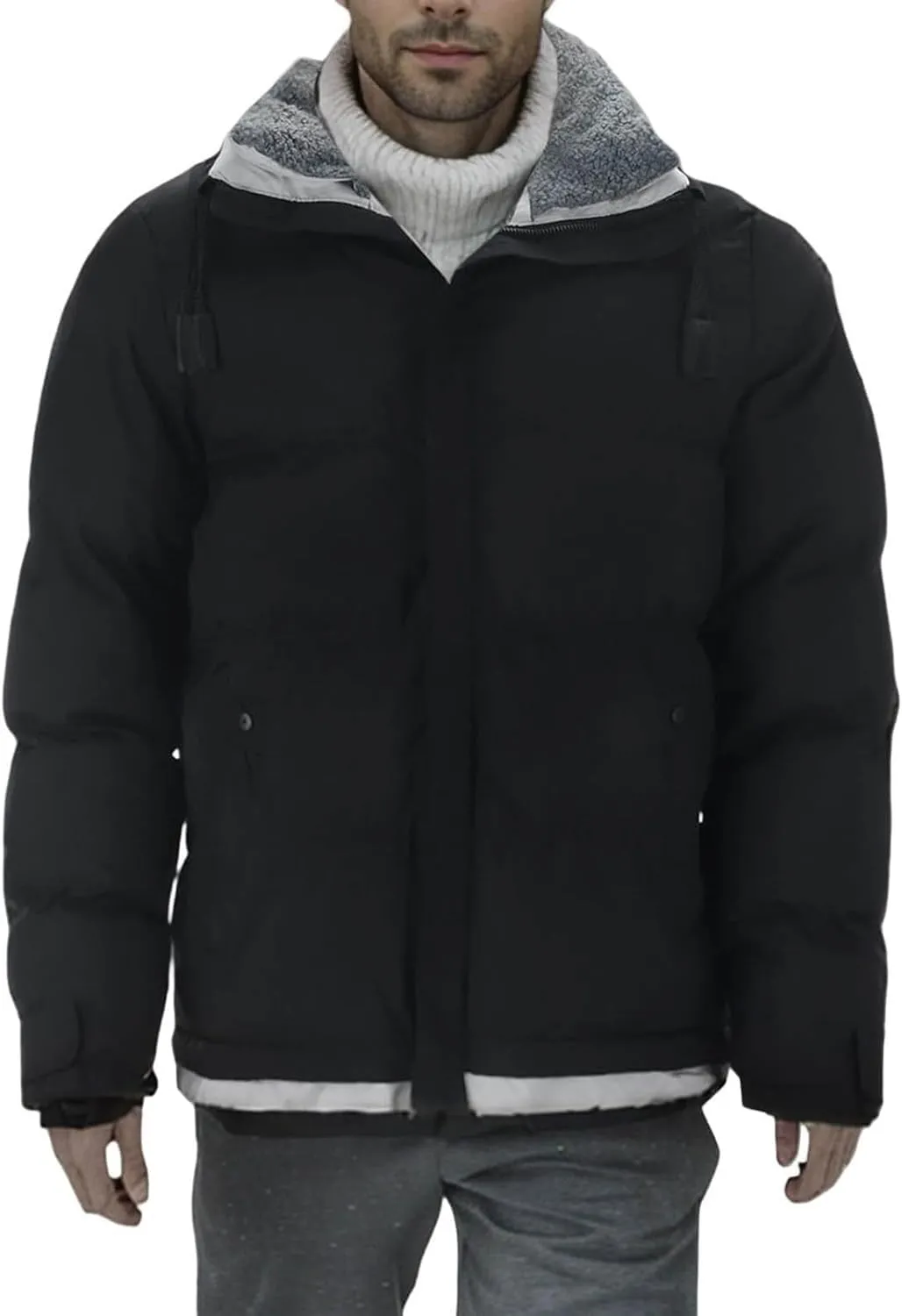 Men's Hooded Puffer Jacket Fleece Lined Winter Jacket Mens Warm Hooded Outerwear Outdoor Gear Coat