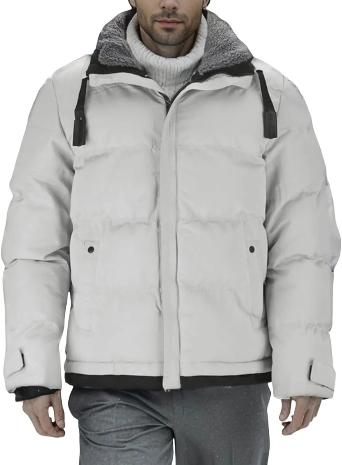 Men's Hooded Puffer Jacket Fleece Lined Winter Jacket Mens Warm Hooded Outerwear Outdoor Gear Coat