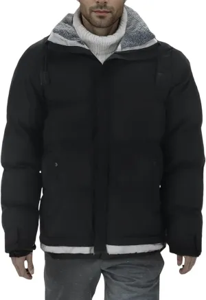 Men's Hooded Puffer Jacket Fleece Lined Winter Jacket Mens Warm Hooded Outerwear Outdoor Gear Coat