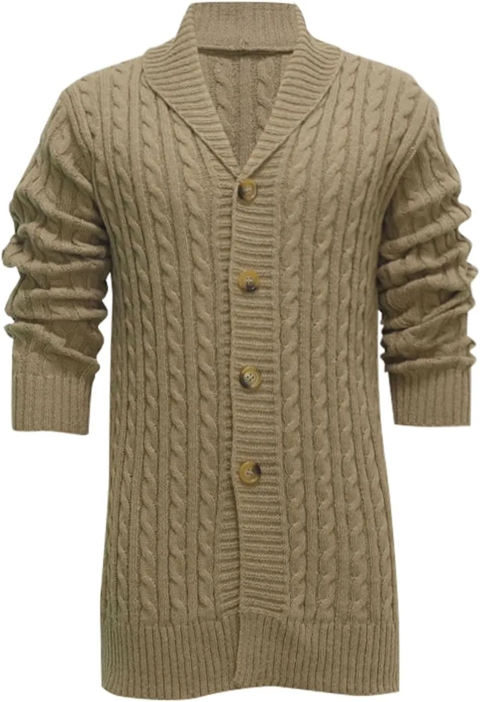 Mens Knit Cardigans Coat Button Down Shawl Collar Open Front Sweaters Long Sleeve Ribbed Fall Spring Warm Top Jackets