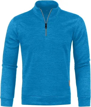 Men's Knit Polo Sweaters Classic Fit 1/4 Zip V Neck Long Sleeve Soft Sweater Trendy Solid Turtleneck Pullover Top