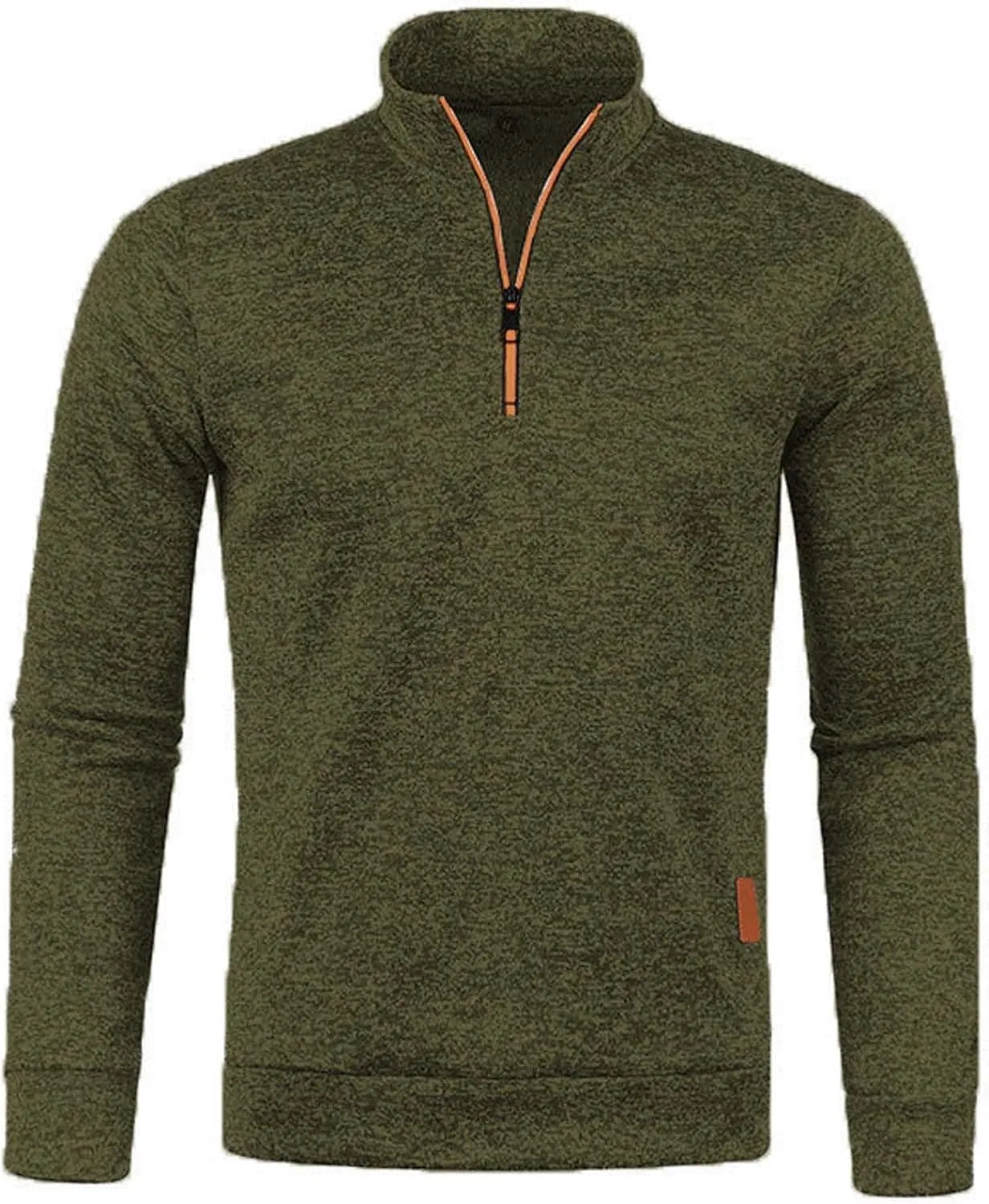 Men's Knit Polo Sweaters Classic Fit 1/4 Zip V Neck Long Sleeve Soft Sweater Trendy Solid Turtleneck Pullover Top