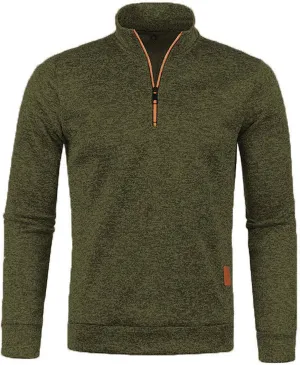 Men's Knit Polo Sweaters Classic Fit 1/4 Zip V Neck Long Sleeve Soft Sweater Trendy Solid Turtleneck Pullover Top